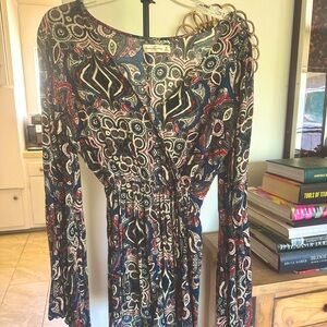 Abercrombie & Fitch Multicolor Paisley Long Sleeve jumper Boho Festival